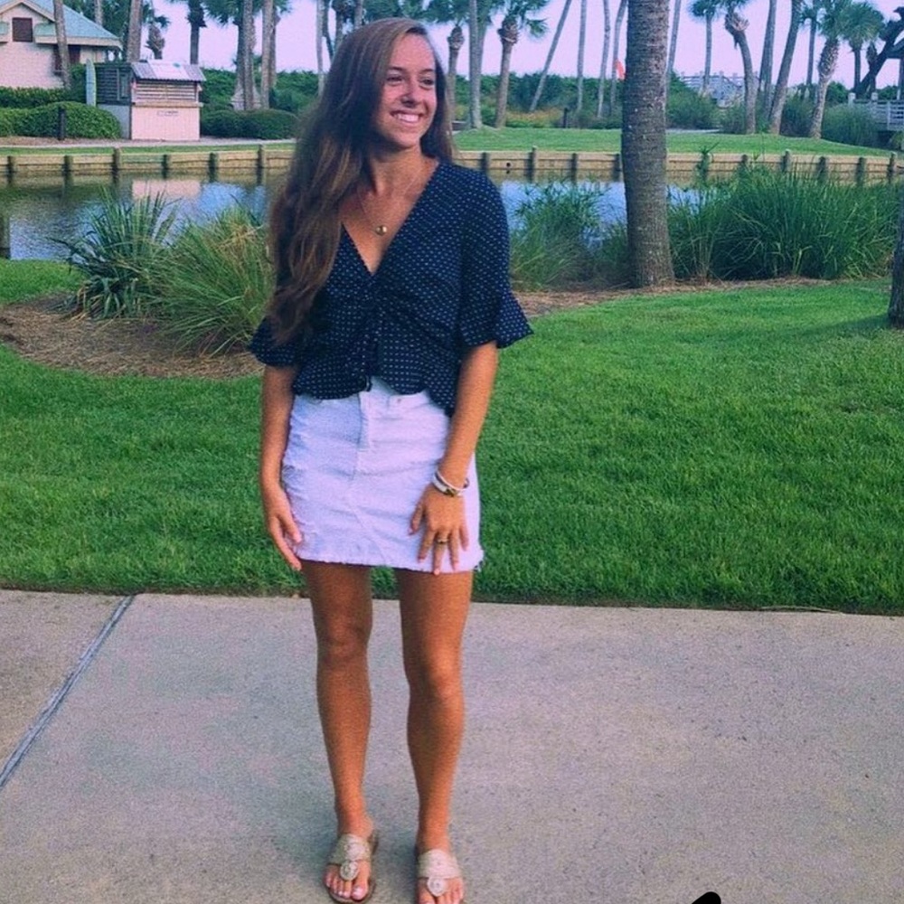 Blue Rain Navy Polka Dot Blouse